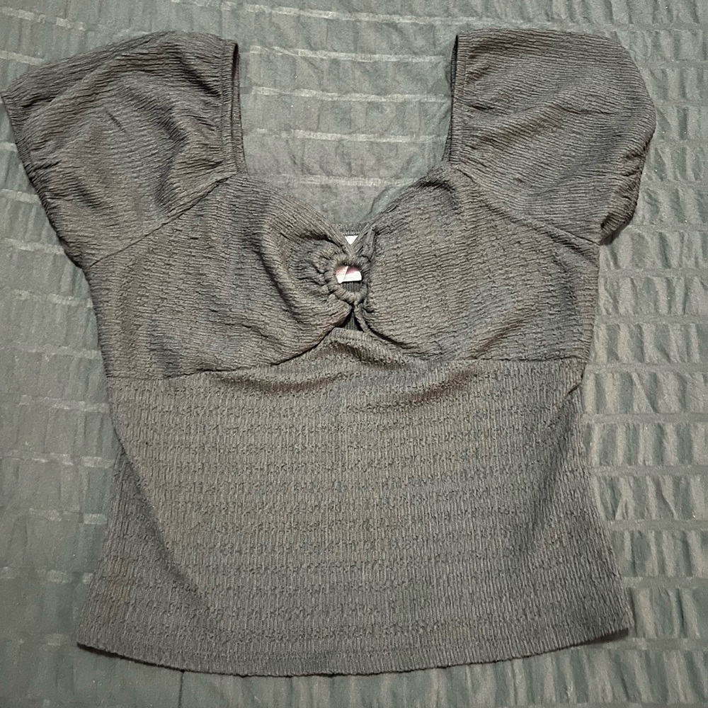 No Boundaries Black Textured Blouse